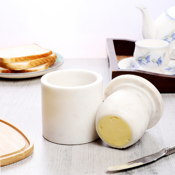 NikkisPride  Marble Butter Keeper White